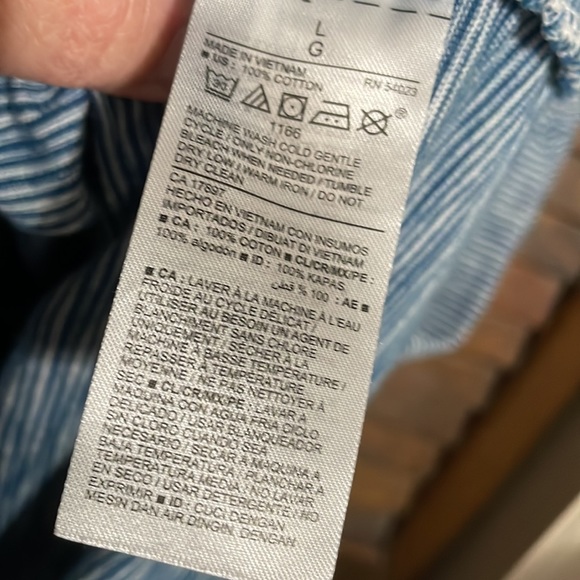 Old navy stripe cotton tee shirt dress defined waist large L blue excellent cond - Picture 3 of 4